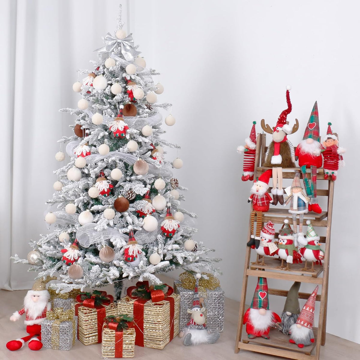 30PCS Beige Velvet Christmas Ball Ornaments for Xmas Tree Decorations