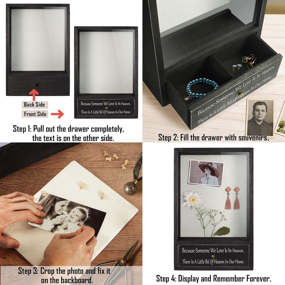 TJ.MOREE Memorial Shadow Box with Drawer Sympathy Gifts Loss of Loved One