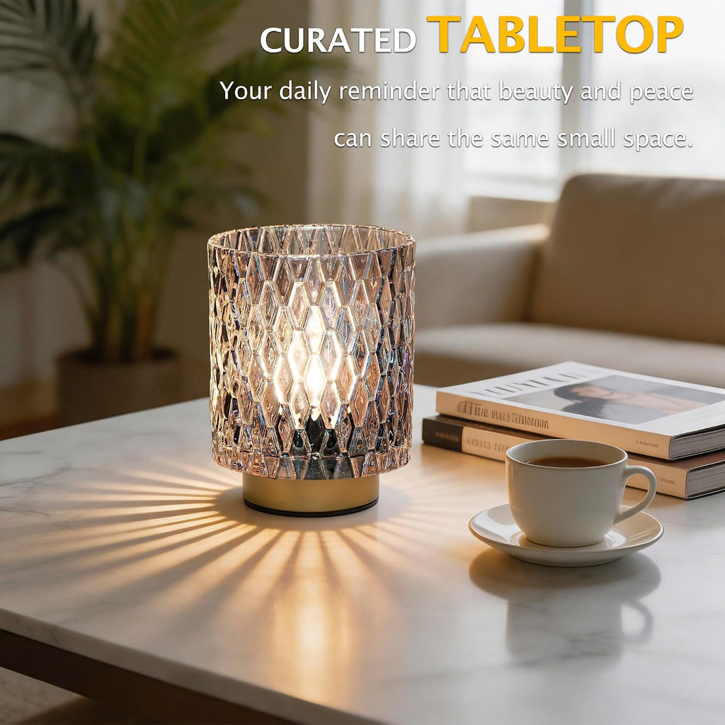 ULAROOM Battery Operated Table Lamp,Cordless Small Accent lamp, Clear