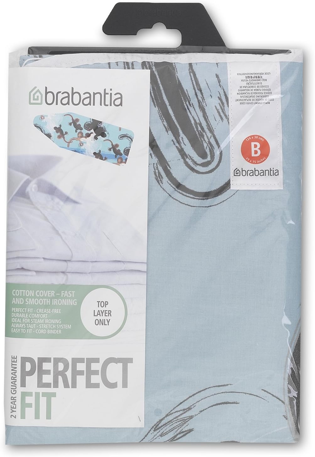 Brabantia Replacement Ironing Board Cover | Top Layer Only | Fits Comfort Board (Size B) | x1 Randomly Selected Fairtrade Cover | 100% Cotton Cover for Existing Foam | for Brabantia Ironing Board B