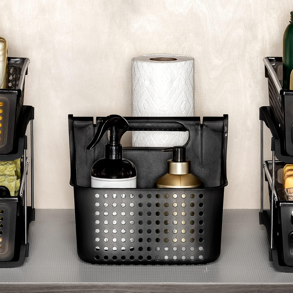 madesmart Small Soft Grip Under Sink Bathroom Storage, Multi-Purpose Home Organization, EPA Certified, Premium Antimicrobial Carbon (Pack of 2)