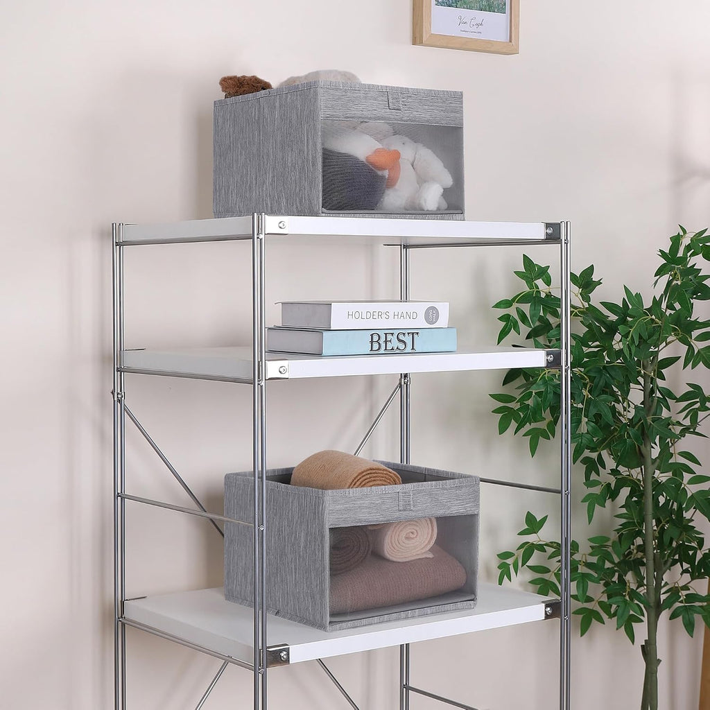 WUIKE Clear Window Storage for Dorm, Light Gray, Medium, 3-Pack