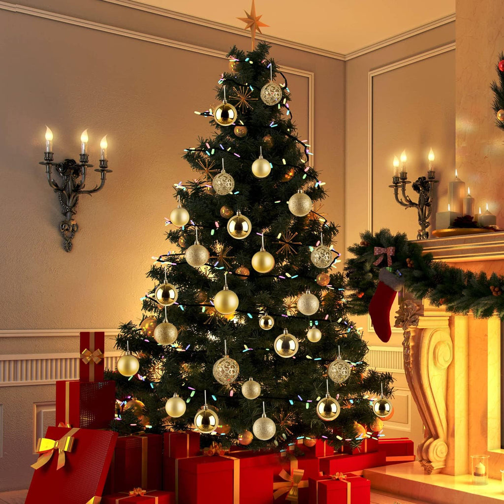 NJN 100pcs Christmas Ball Ornaments, Shatterproof Christmas Ornaments Set with Hand-held Gift Package for Xmas Tree (Gold)