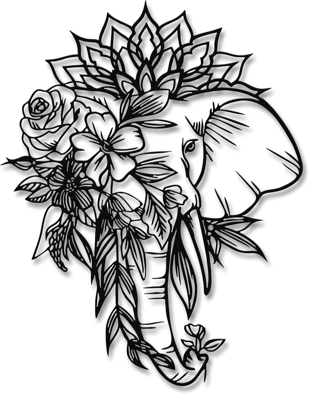 Rajukit Elephant with Lotus Metal Wall Art – Indian Home Decor