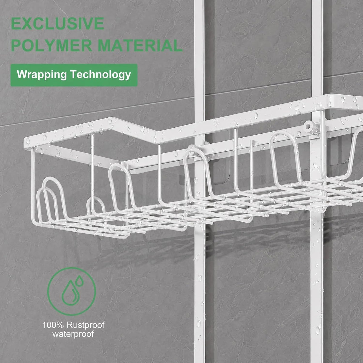 White Shower Caddy Hanging,White Rustproof Anti-Swing Shower Organizer
