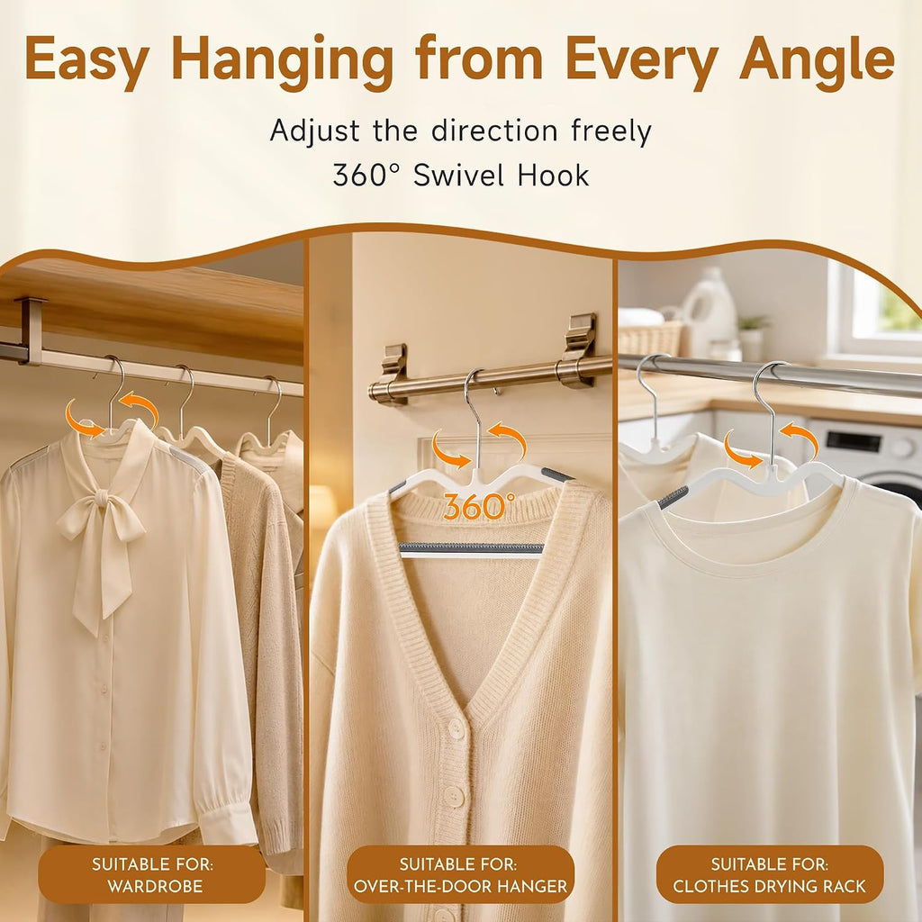 Sishynio 20 Pack White Short Neck Plastic Clothes Hangers, Slim, Non-Slip