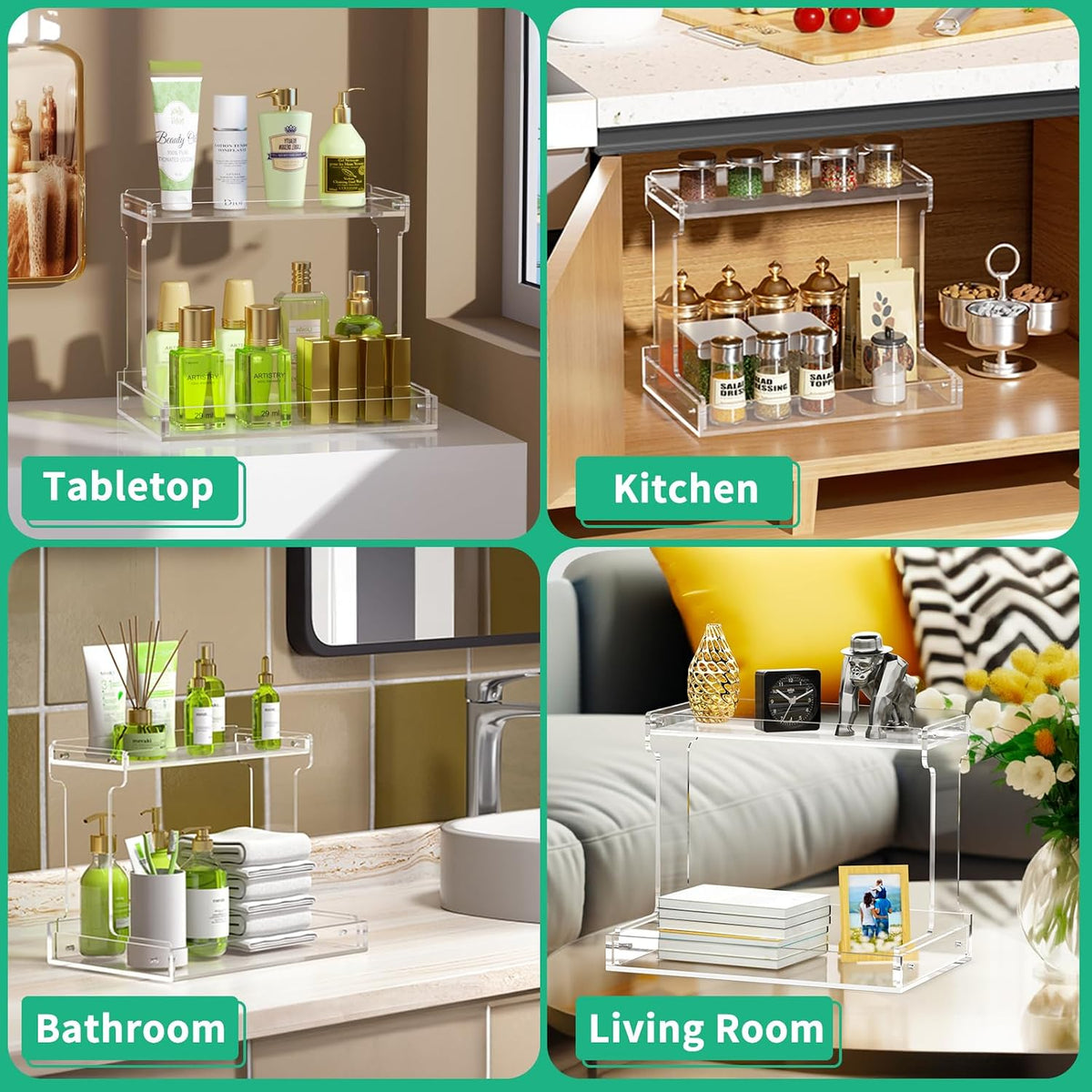 NPPLUS 2-Tier Clear Acrylic Bathroom Organizer Counter Storage Shelf