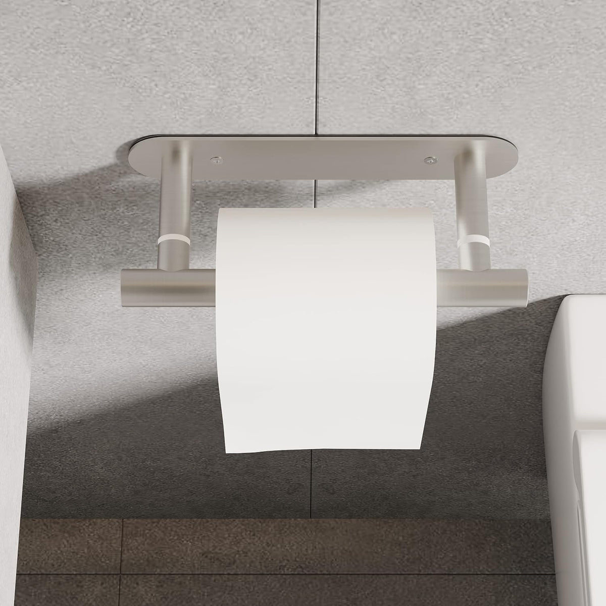 RUACQ Brushed Nickel Toilet Paper Holder Adhesive or Drill Wall Mount