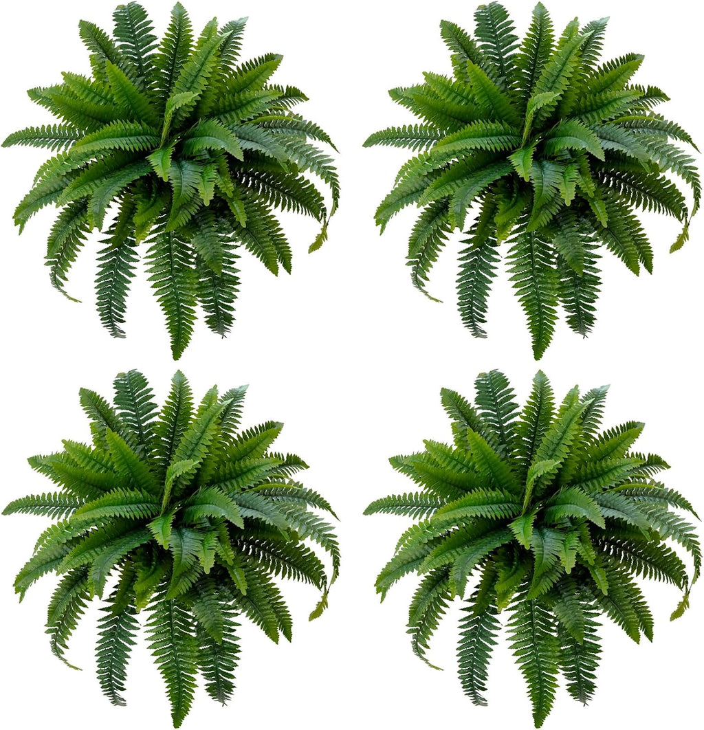 Senjie Fake Ferns 4 Set 55 Branches Artificial Ferns for Outdoors 32in