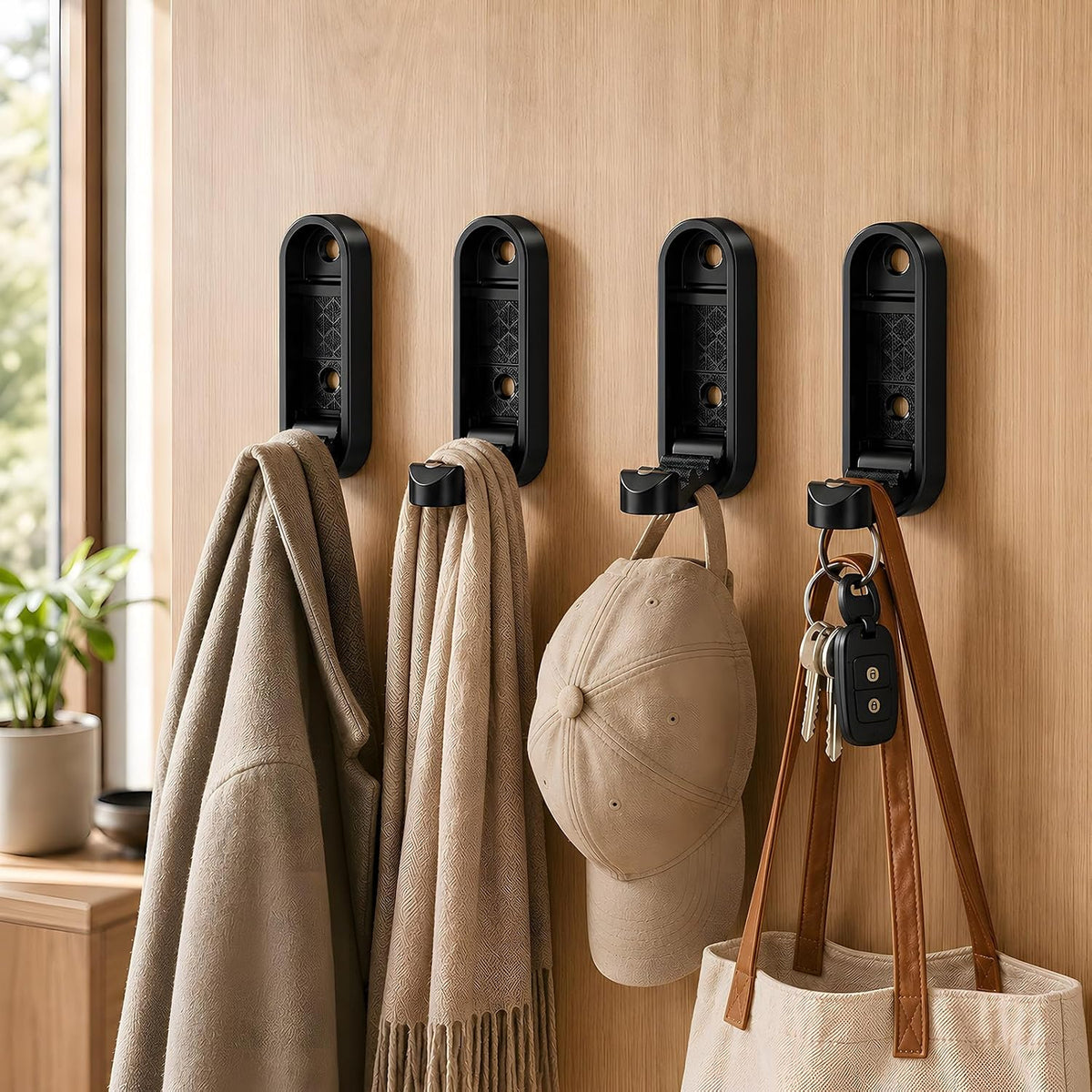 Folding Coat Hooks, Zinc Alloy Foldable Wall Hooks Heavy Duty Bathroom Towel Hooks Flip Down Towel Hooks for Hanging Coat Towels Clothes Hat Bags Keys 2 Pack (2, Black)