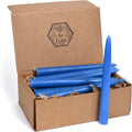 100% Pure Beeswax Taper Candles - All-Natural Handmade Decorative & Dipped Smokeless Unscented Candles for Christmas, Advent, and Hanukkah, Rustic Blue, 8.5 Inches, 24 Candle Set, by BeeTheLight