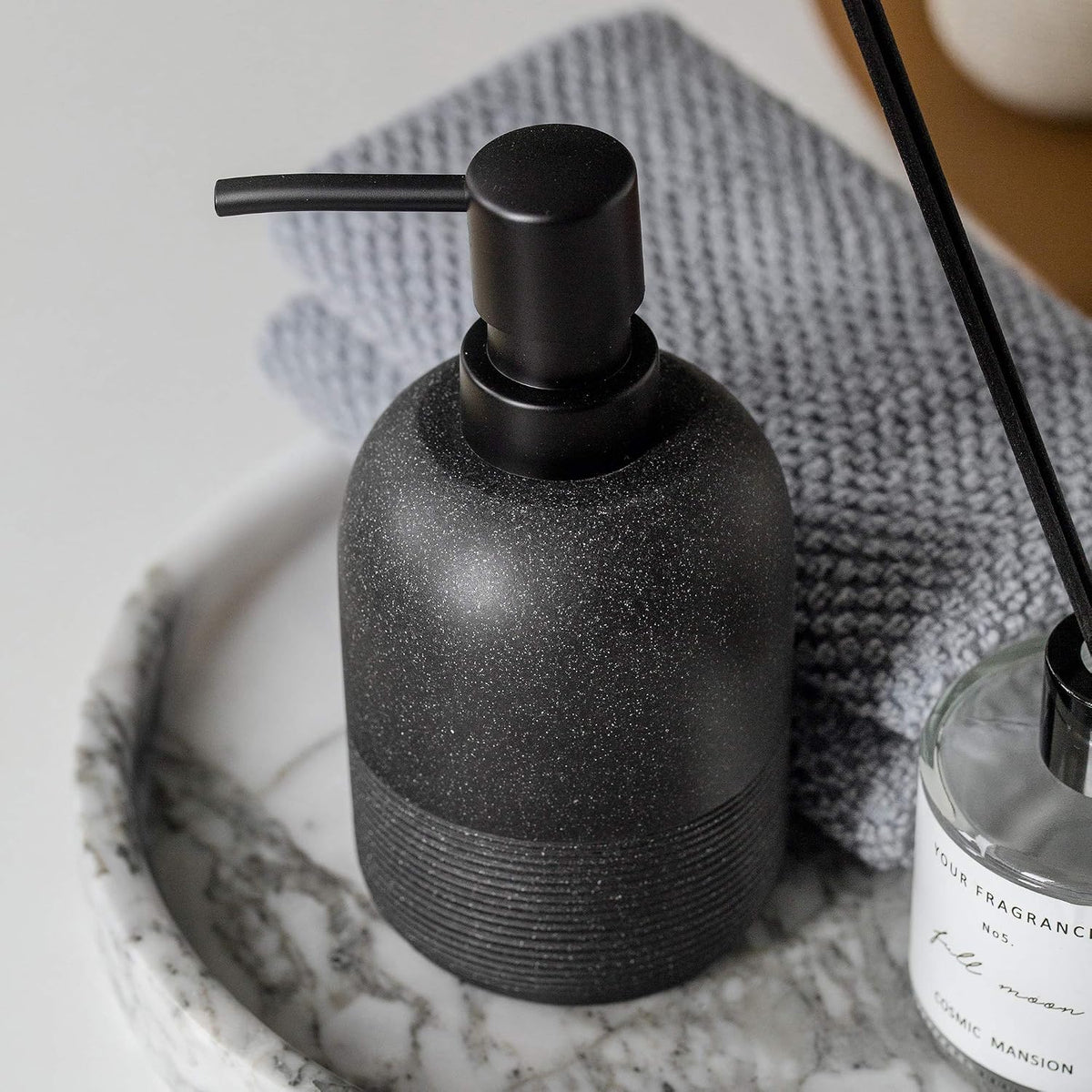 GalDal Matte Black Soap Dispenser Sets with Pump,Hand Soap and Lotion Dispenser for Bathroom Countertop,Morden Soap Dispenser for Kitchen-10.6oz.