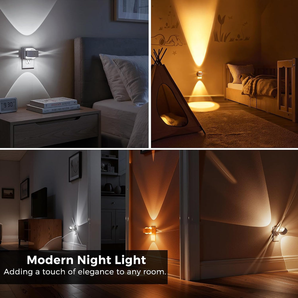 L LOHAS LED Night Light Projector, Night Lights Plug into Wall 3CCT 2 Pack