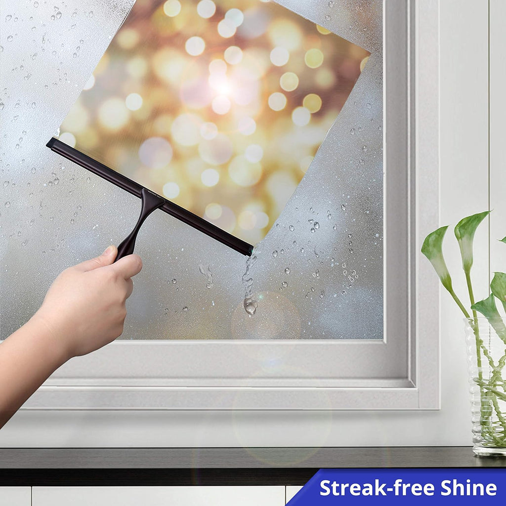 HOME SO Stainless Steel Shower Squeegee, Brown Bronze 12" Rubber Blade