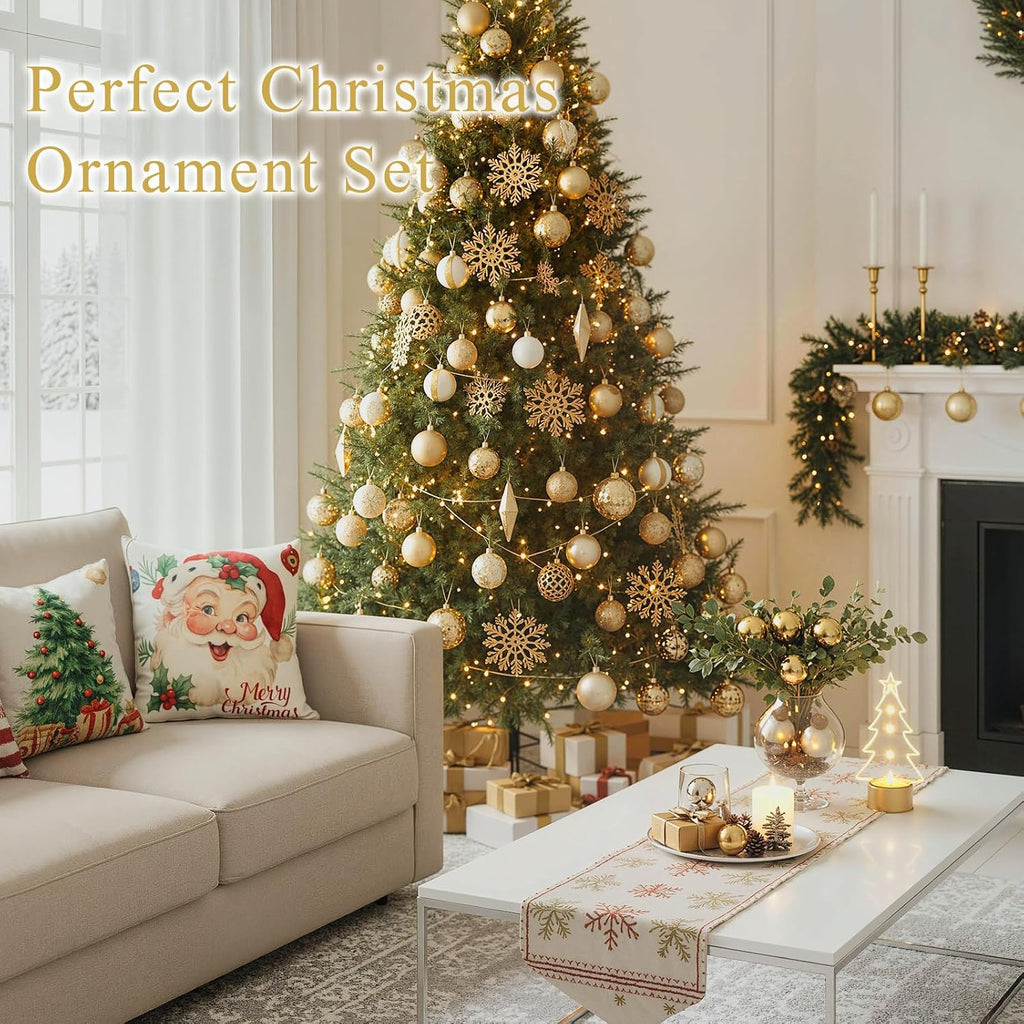 DOMESTAR 100 PCS Christmas Tree Ornaments, Christmas Ball Set Glitter