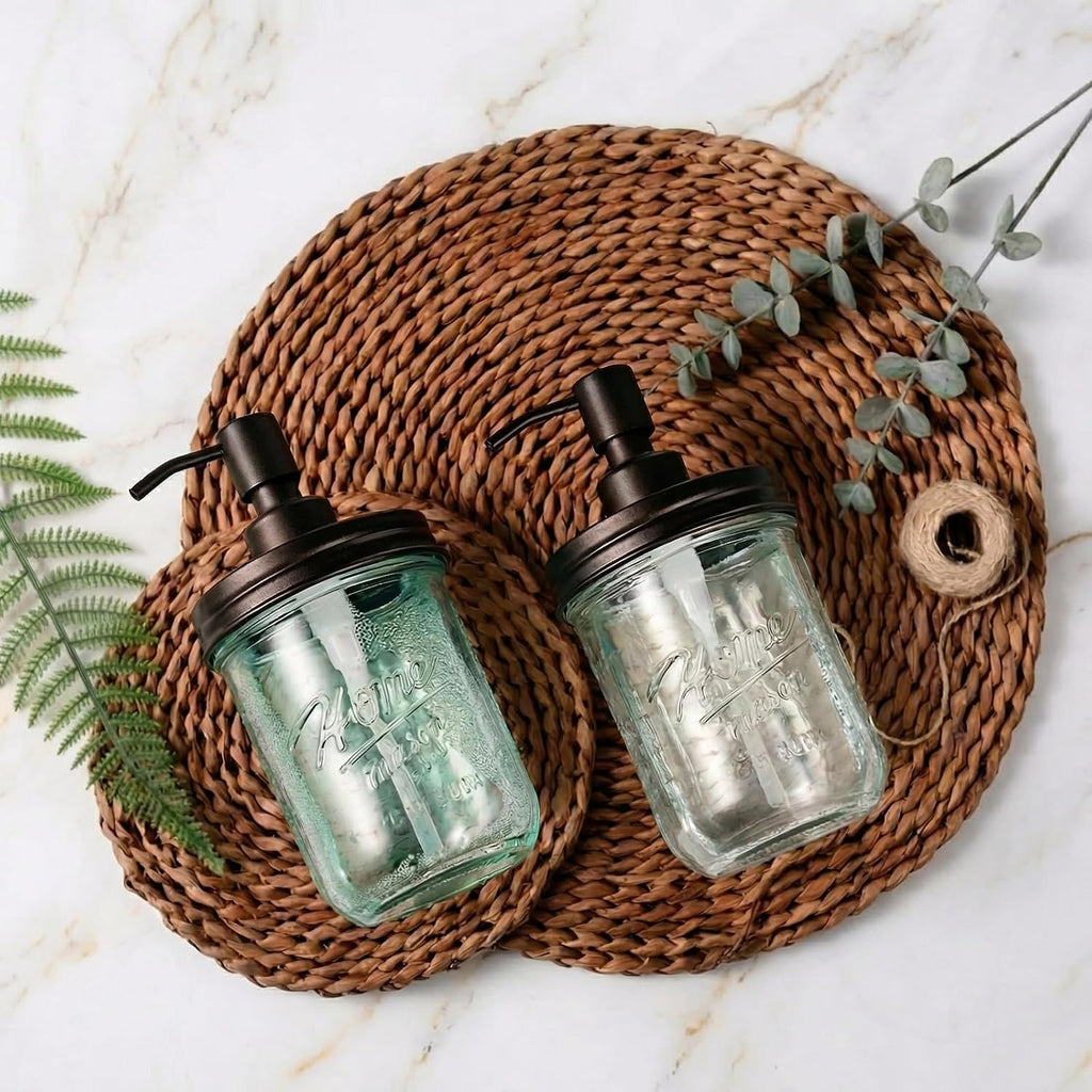 SheeChung 16oz Mason Jar Soap Dispenser, Bronze Stainless Steel Pump,2 Pack