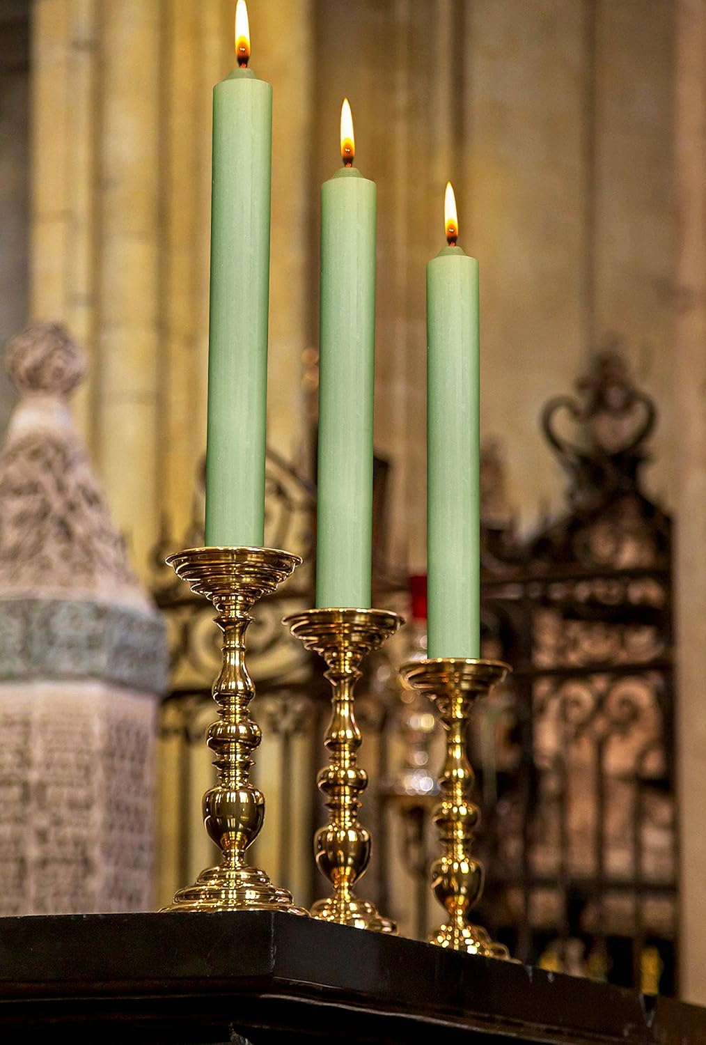 Hyoola 10 Inch Dinner Candles - 12 Pack - Light Green Tall Unscented Rustic Long Burning Candle Sticks
