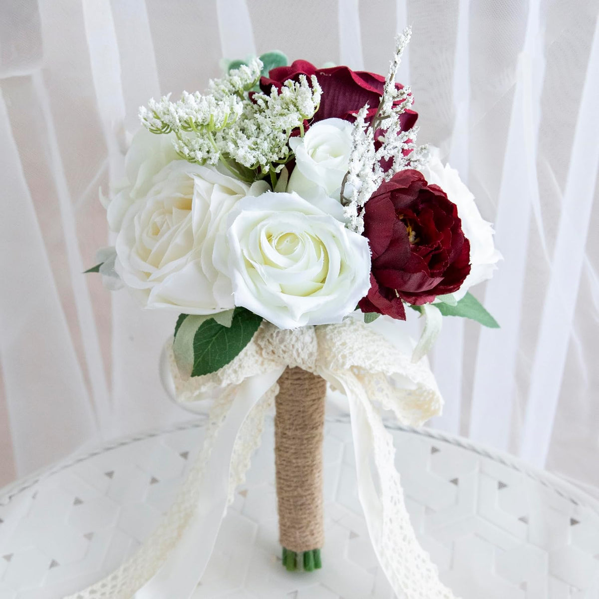 Burgundy Wedding Bouquets for Bride, Bridesmaid Flower Bouquet