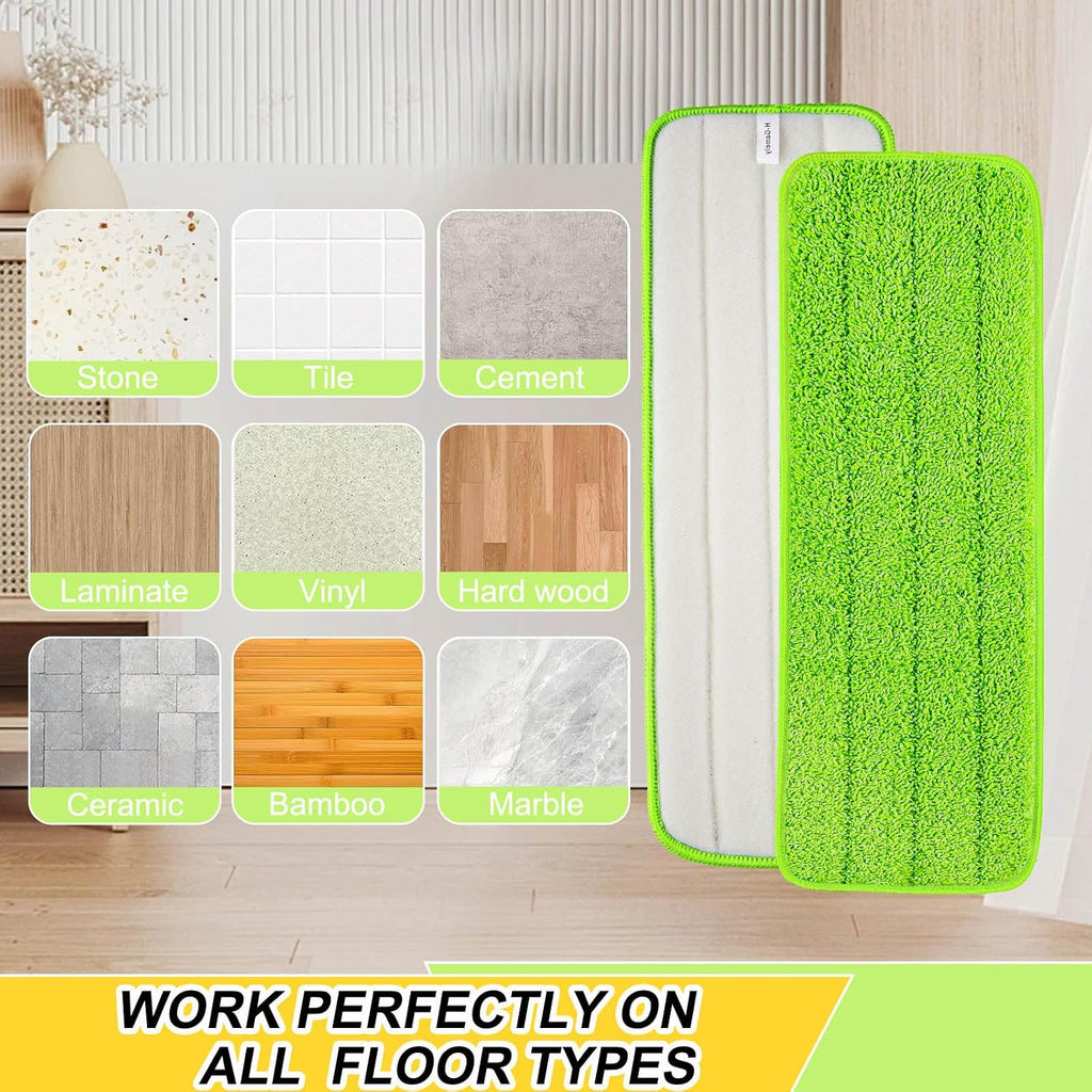 18 inch Reusable Mop Pads Microfiber Spray Mop Replacement Heads for Wet/Dry Mops Compatible with Bona Floor Care System (6 Pack) (Multi-Colored)