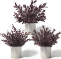 Der Rose 3 Pack Plum Eucalyptus Fake Plants for Halloween Bathroom Decor