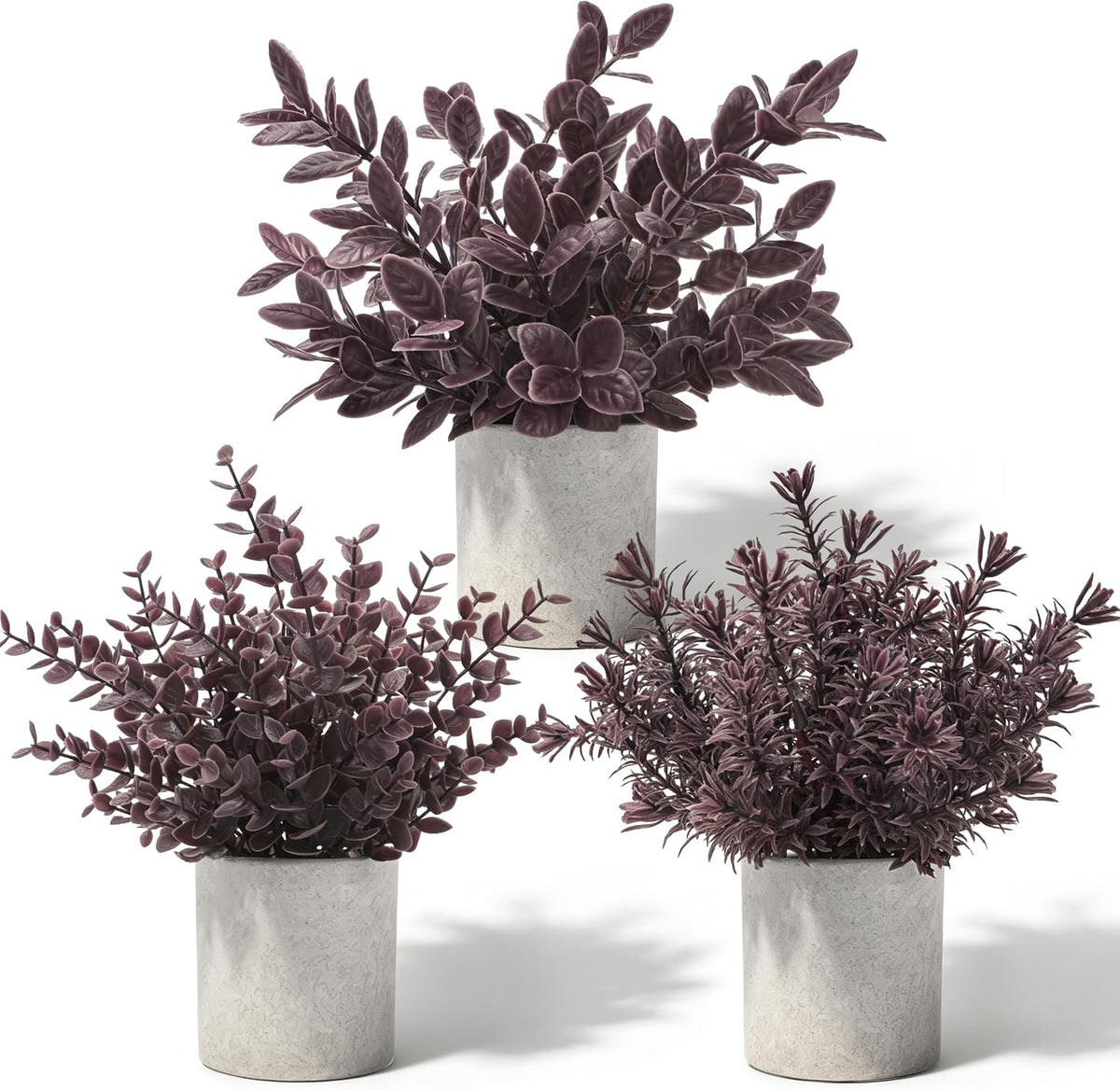 Der Rose 3 Pack Plum Eucalyptus Fake Plants for Halloween Bathroom Decor