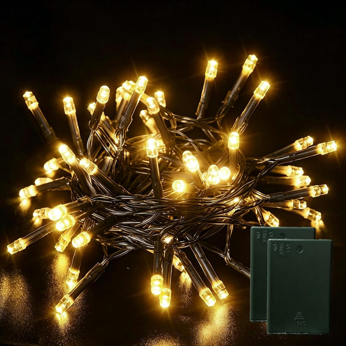 2 Pack Battery Operated String Lights - 9.8ft 30 LEDs Warm White