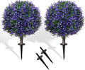 Chillchard 2Pack UV Resistant Purple Artificial Boxwood Topiary Fake Plant