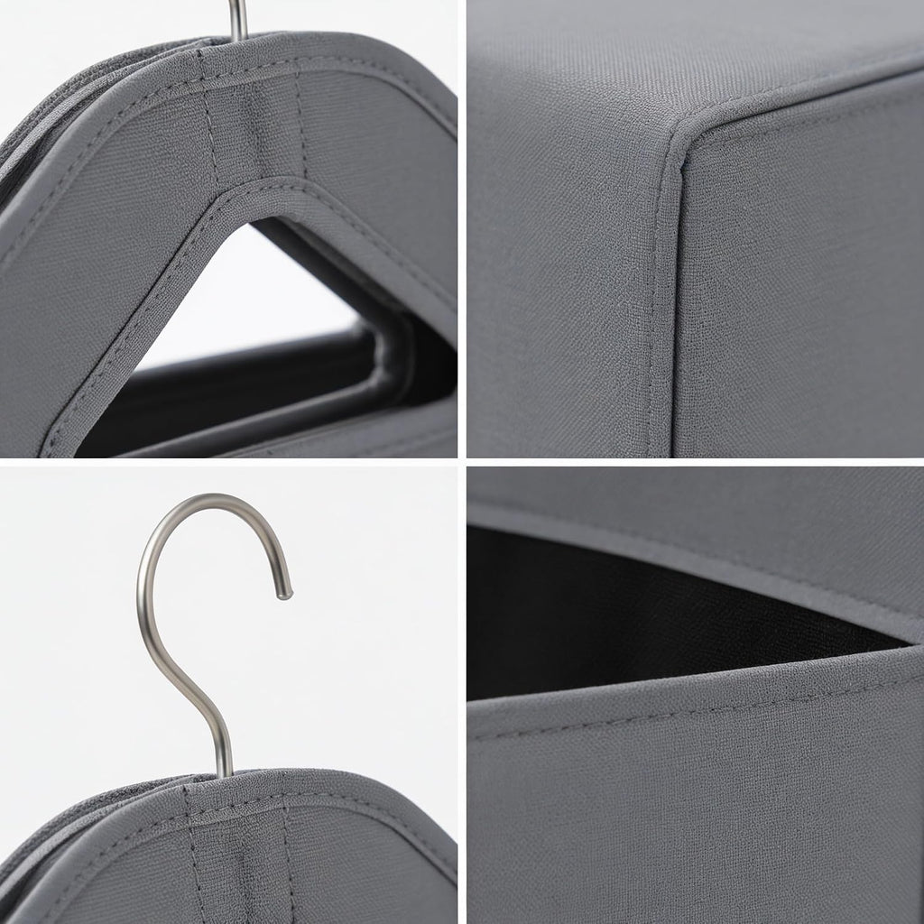 TFLC Hanging Laundry Hamper Bag With Hanger, Dual Compartment, Grey
