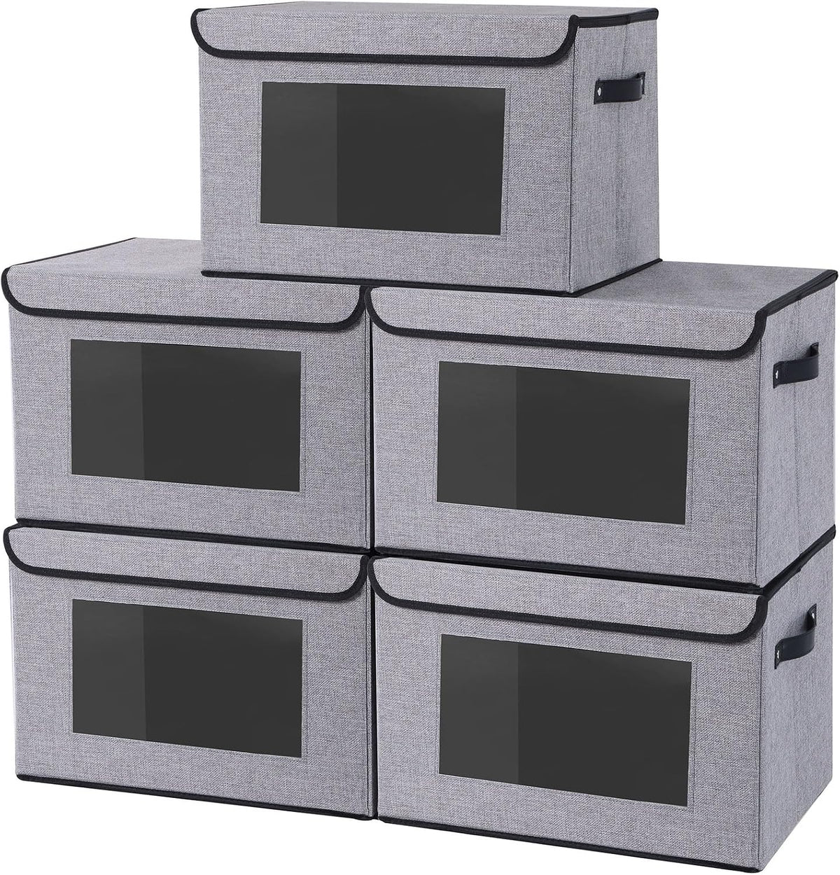 Fabric Storage Bin with Lid,17.7x11.8x11.8In,Gray Box,5Pack