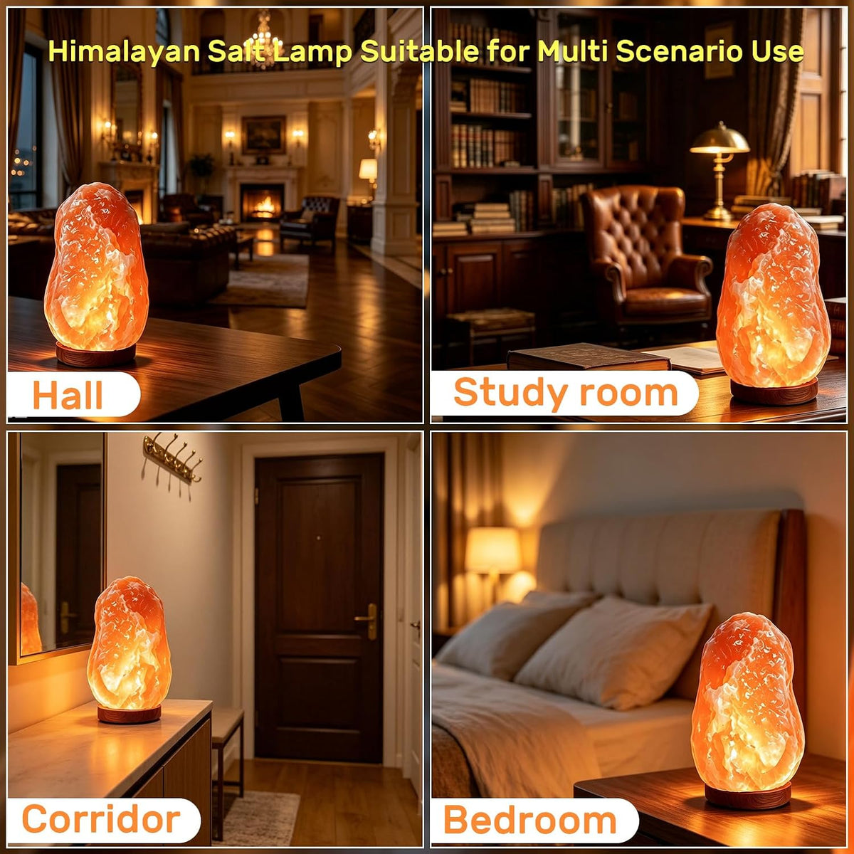 Himalayan Salt Lamp 7-11Lbs, Natural Pink Salt Lamps with Brightness Control Dimmer Switch, Wooden Base & Salt Lamps Bulb Pink Salt Lamp Genuine Pakistani Productuct