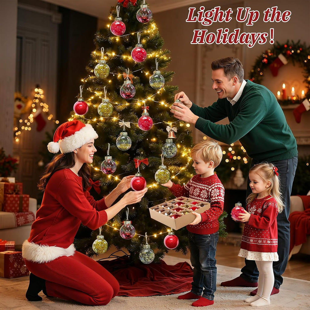 16 Piece Christmas Ball Ornaments Set, Clear Unbreakable Tree Decor