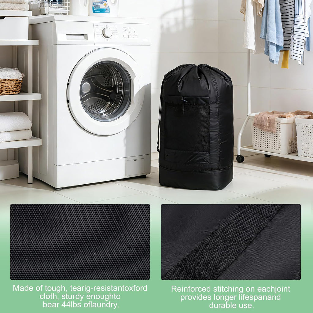 Backpack Laundry Bag,Large Travel Laundry Bags (Black)