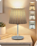 Small Bedside Table Lamp, Dimmable Table Lamp with 3 Adjustable Color Temperatures, Nightstand Lamp with a Dimmable Bulb, E26 Base, for Bedroom, Study, Desk, Gray and Glossy Gray PSH15TL05