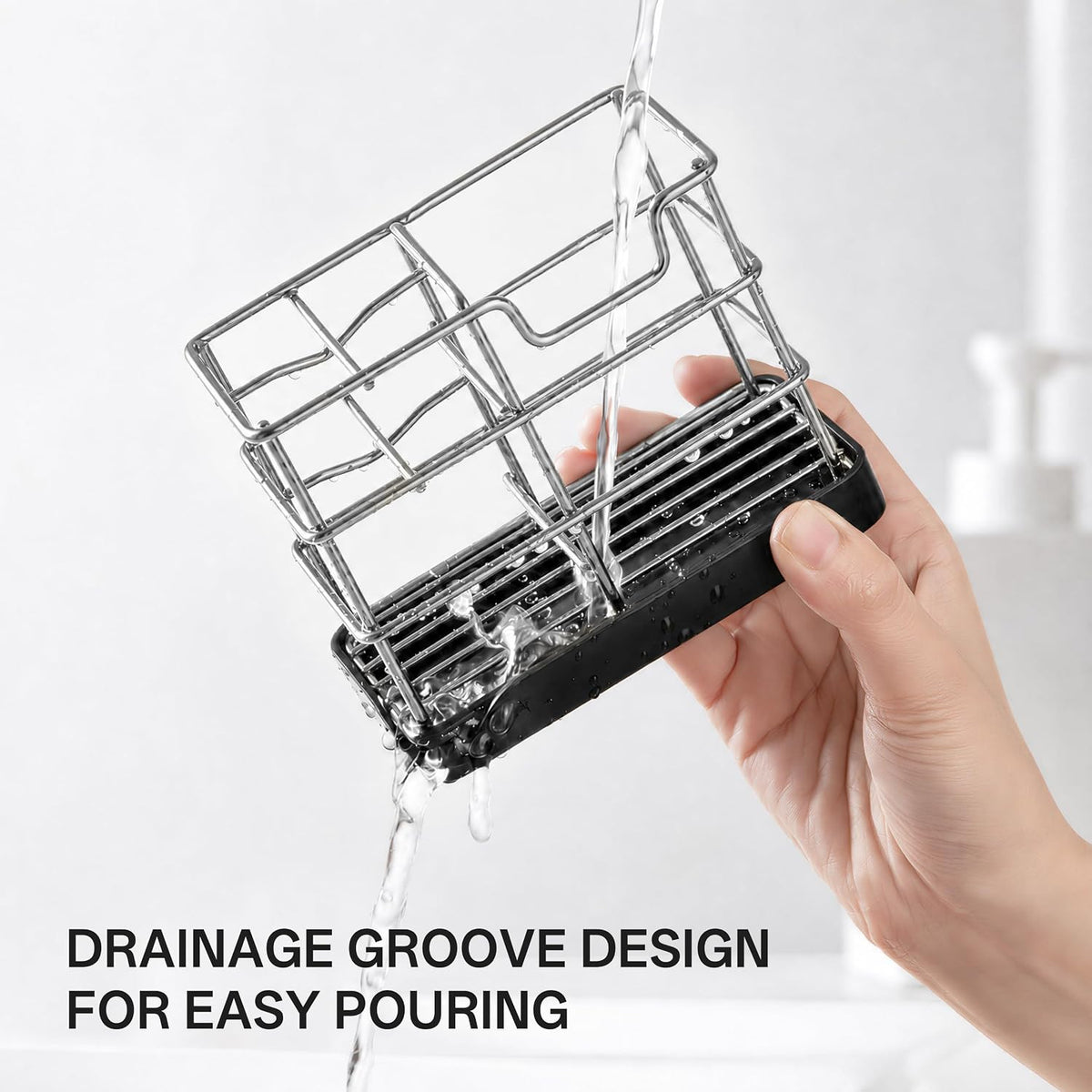 HBlife Toothbrush Holders for Bathrooms Silver, Small Stainless Steel Bathroom Toothbrush Holder with Tray, Bathroom Accessories and Apartment Essentials