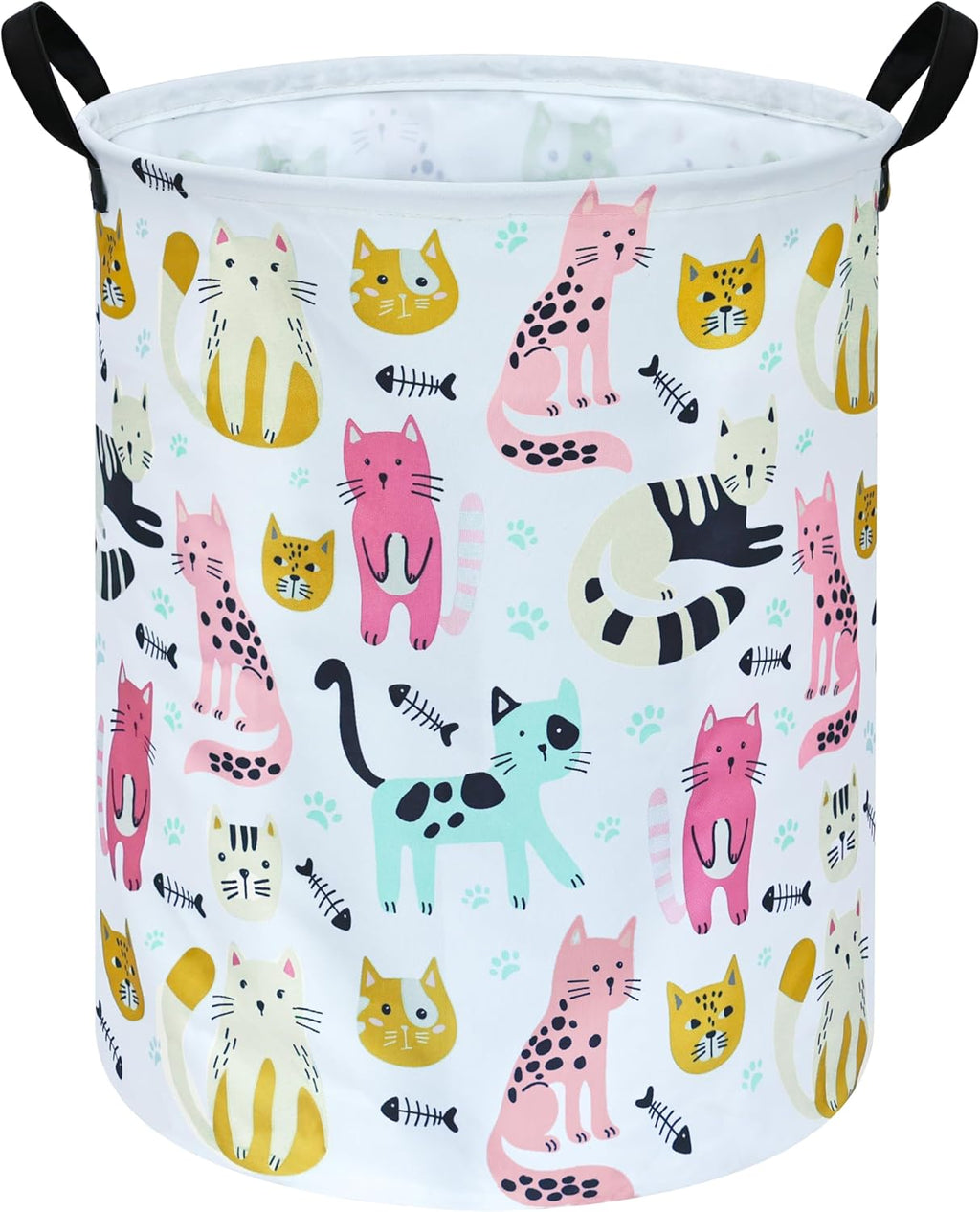 Kids Laundry Hamper Storage Basket Laundry Organizer Hamper Storage Bins Clothes Box Nursery Hamper Gift Basket with Handles (Cat)