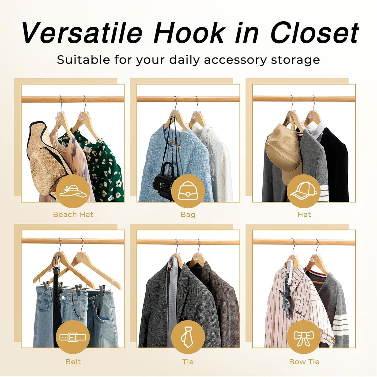 HOUSE DAY Space Saving Hangers 100 Pack, Clear Hanger Connector Hooks