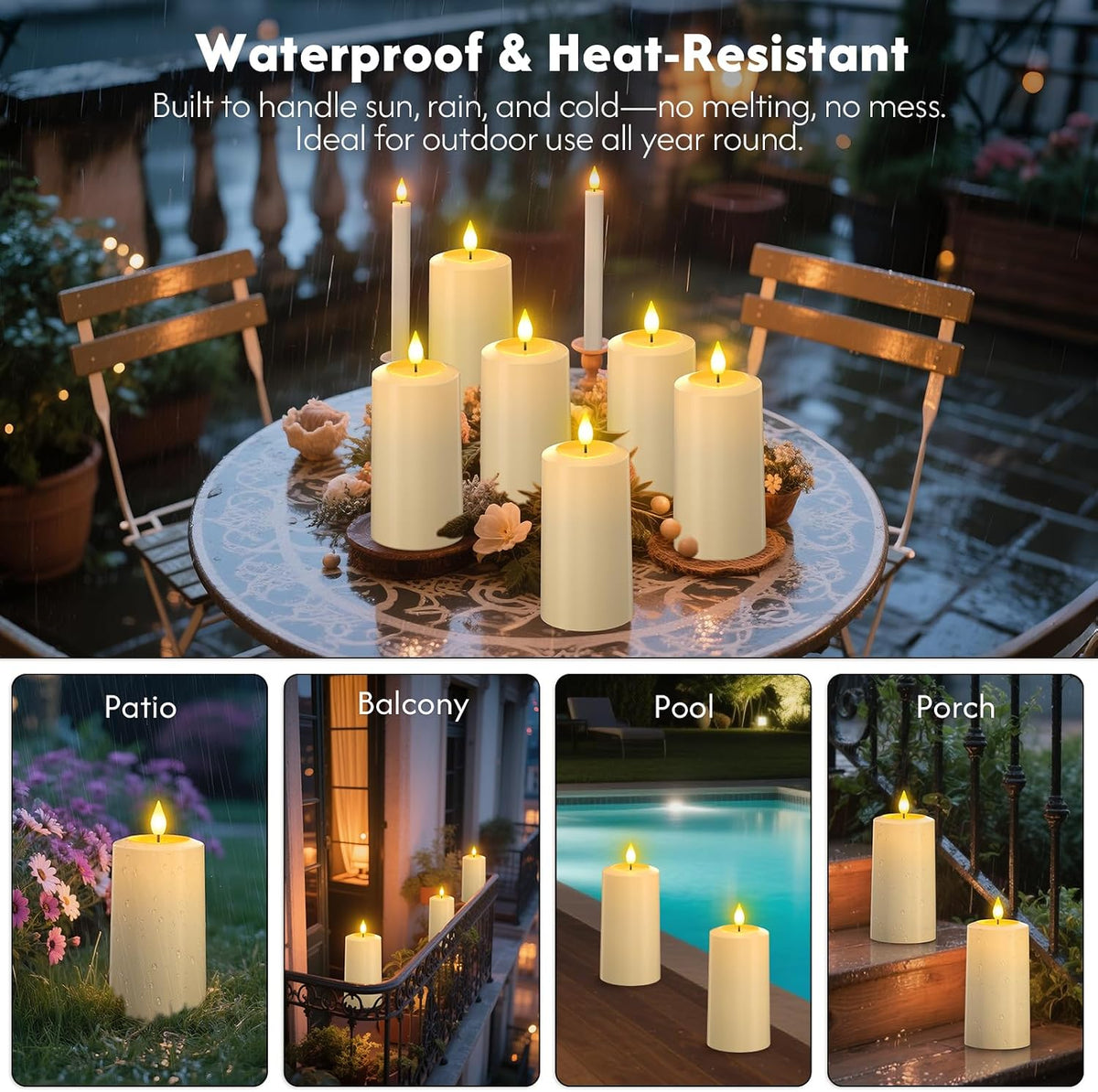 PChero Rechargeable Flameless Candles with Remote & Magnetic Charging Base