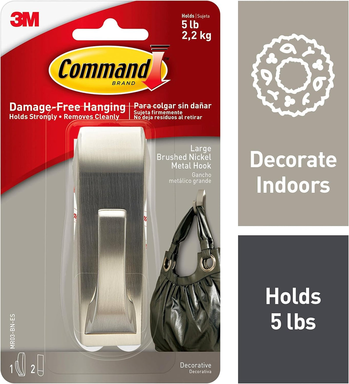 Command Modern Reflections Large Hook, 1 Hook, 2 Strips