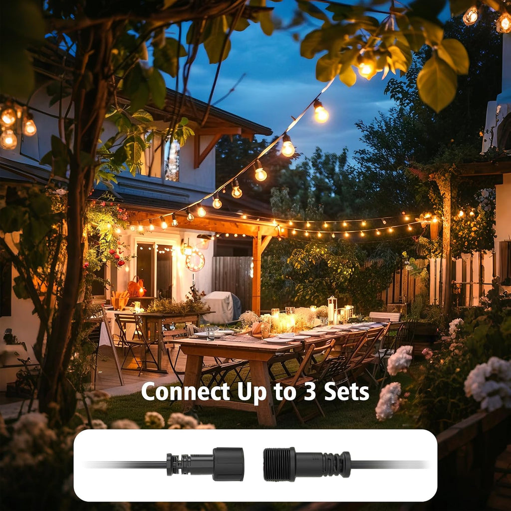 G40 100FT Outdoor String Lights, Waterproof Patio Lights with Light Sensor