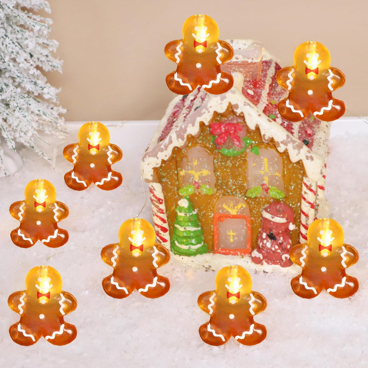 Impress Life Christmas Decoration Gingerbread Men Cookies String Lights