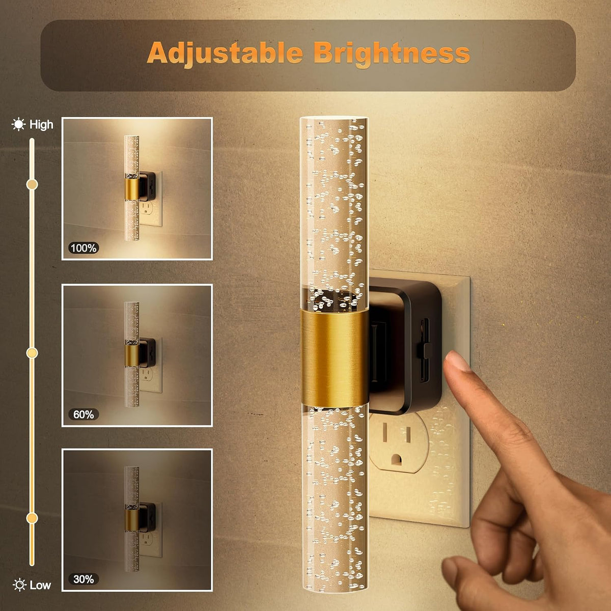 JandCase Night Lights Plug into Wall, 180° Rotating 3000K Soft Light