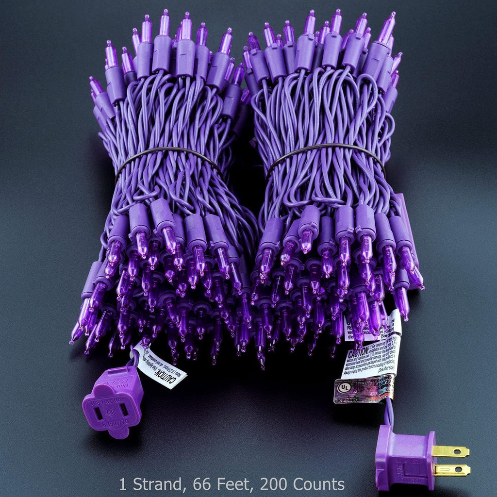 YULETIME 200 Purple Christmas String Lights, 2-Set 33' 100 LED Purple Wire