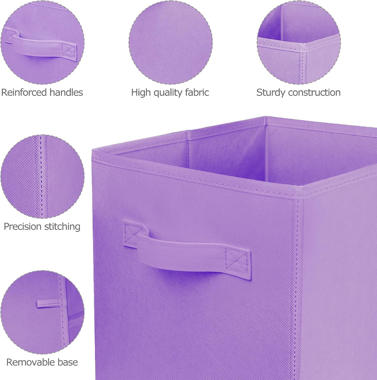 2 Pcs Storage Cubes, 10.5 Inch Collapsible Storage Bins, Fabric Foldable Bins for Organization, Durable Storage Bins for Closet, Shelves, Offices (Light Purple)