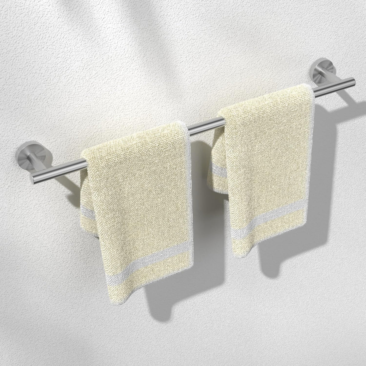 HITSLAM Brushed Nickel 24 Inch Towel Bar for Bathroom, SUS304 Stainless Steel Bathroom Towel Rack Wall Mounted, Modern Home Decor Bath Towel Holder with Hardware Accessories (Total Length 25.7 Inch)