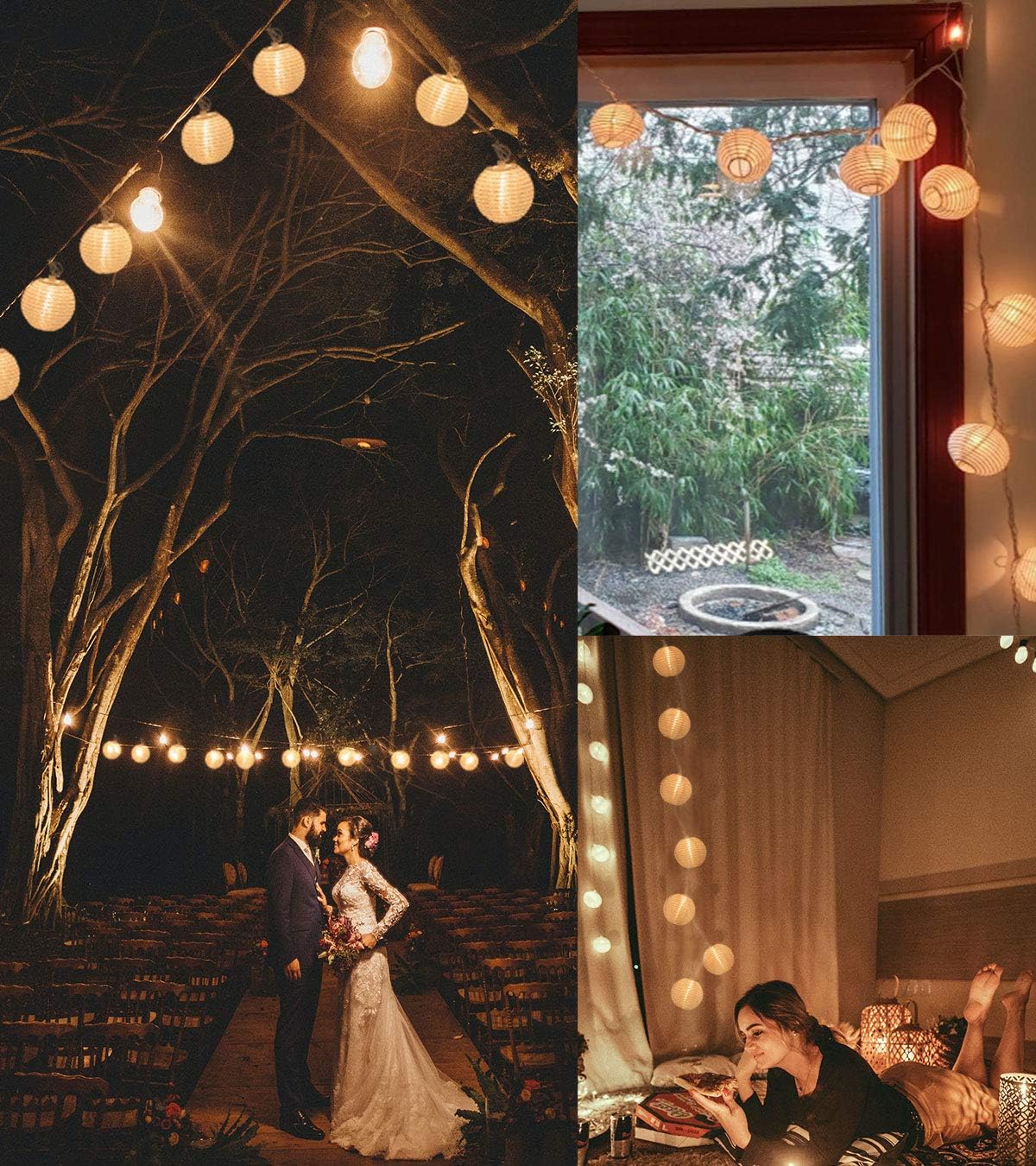 TIGOMOOV Mini Lantern Lights String Outdoor, 3 Inch Globe Lantern String Lights for Bedroom -20CT Connectable White Lights for Wedding Decorations, Patio,Porch,Window Decor