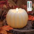 JOIONE Fall Flameless Ivory Pumpkin Candle with Remote, Halloween Decor