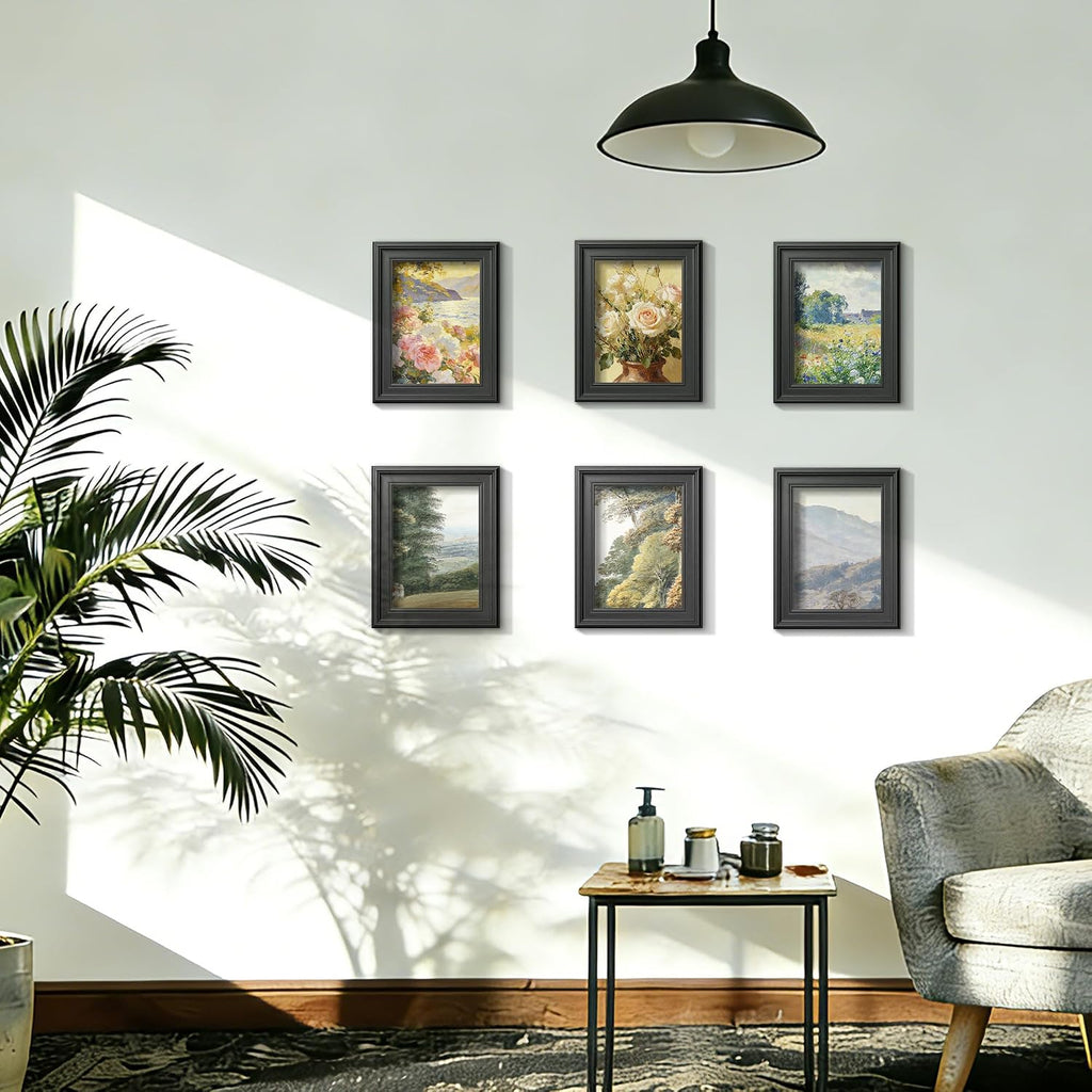PEALSN 5x7 Picture Frame, Real Glass Front and Black Backboard, Black