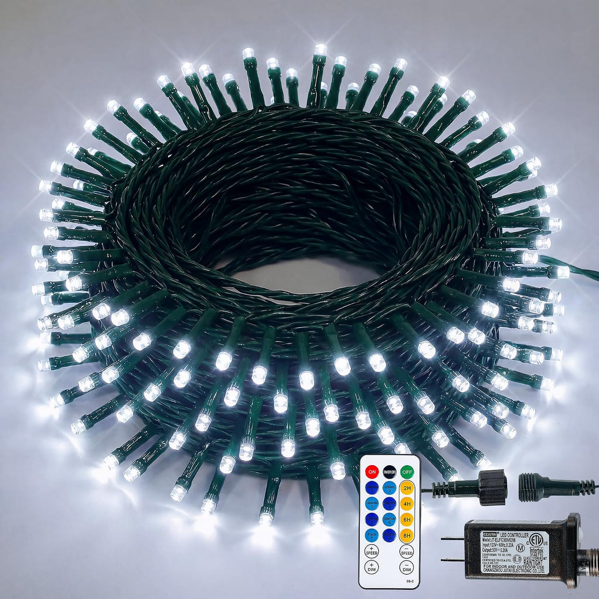 Hopolon Cool White Christmas Twinkle String Lights, 33FT 100L with Remote