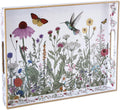 Serving Tray with Handles, Rectangular Plastic Tray 15.75x11.81 Inch, Wildflower, Butterflies & Hummingbirds Style Decorative Tray for Kitchen, Dining Table, Vanity, Office & Home