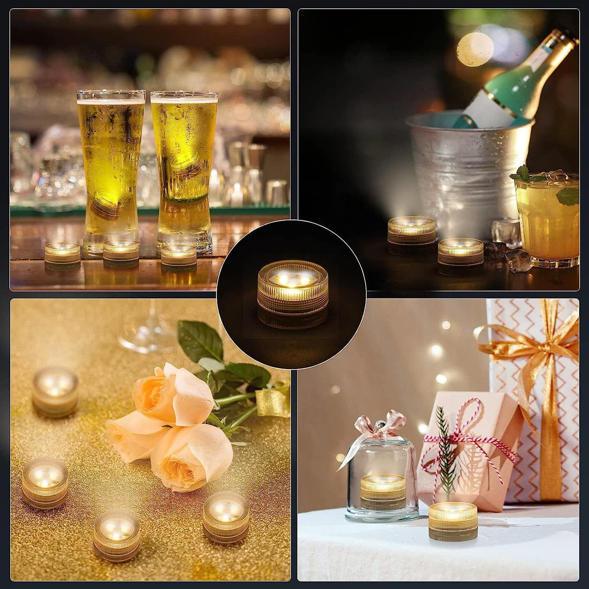 Submersible Halloween Pumpkin Jack-O-Lantern Lights Candles – 20 Pack Battery Operated LED Fake Candles | Mini underwater Led Tealight Accent Lights for Pool Pond Wedding Party Decoration (Warm White)